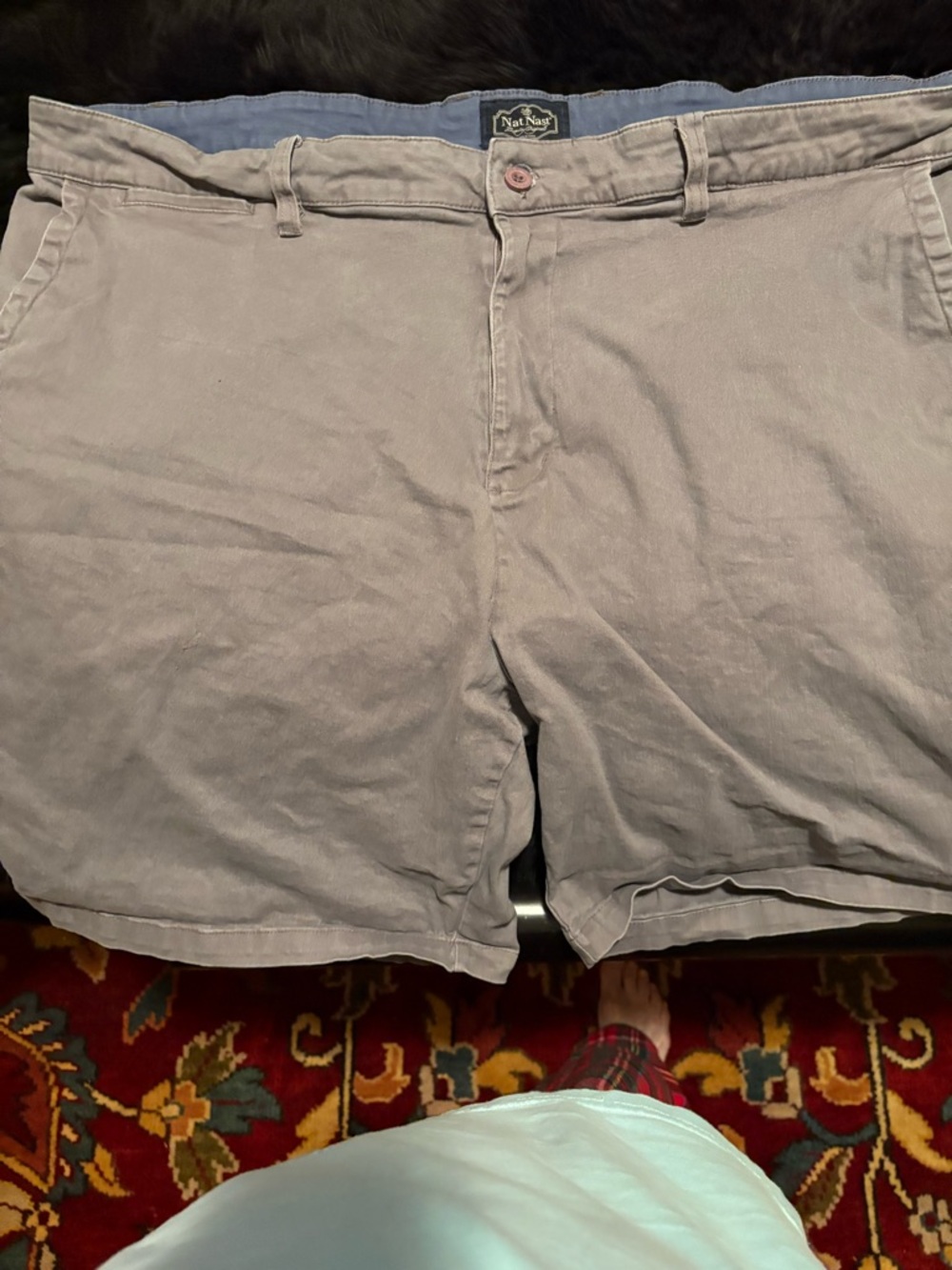 Nat Nast Men's Light Gray Cotton Flat-Front Shorts
